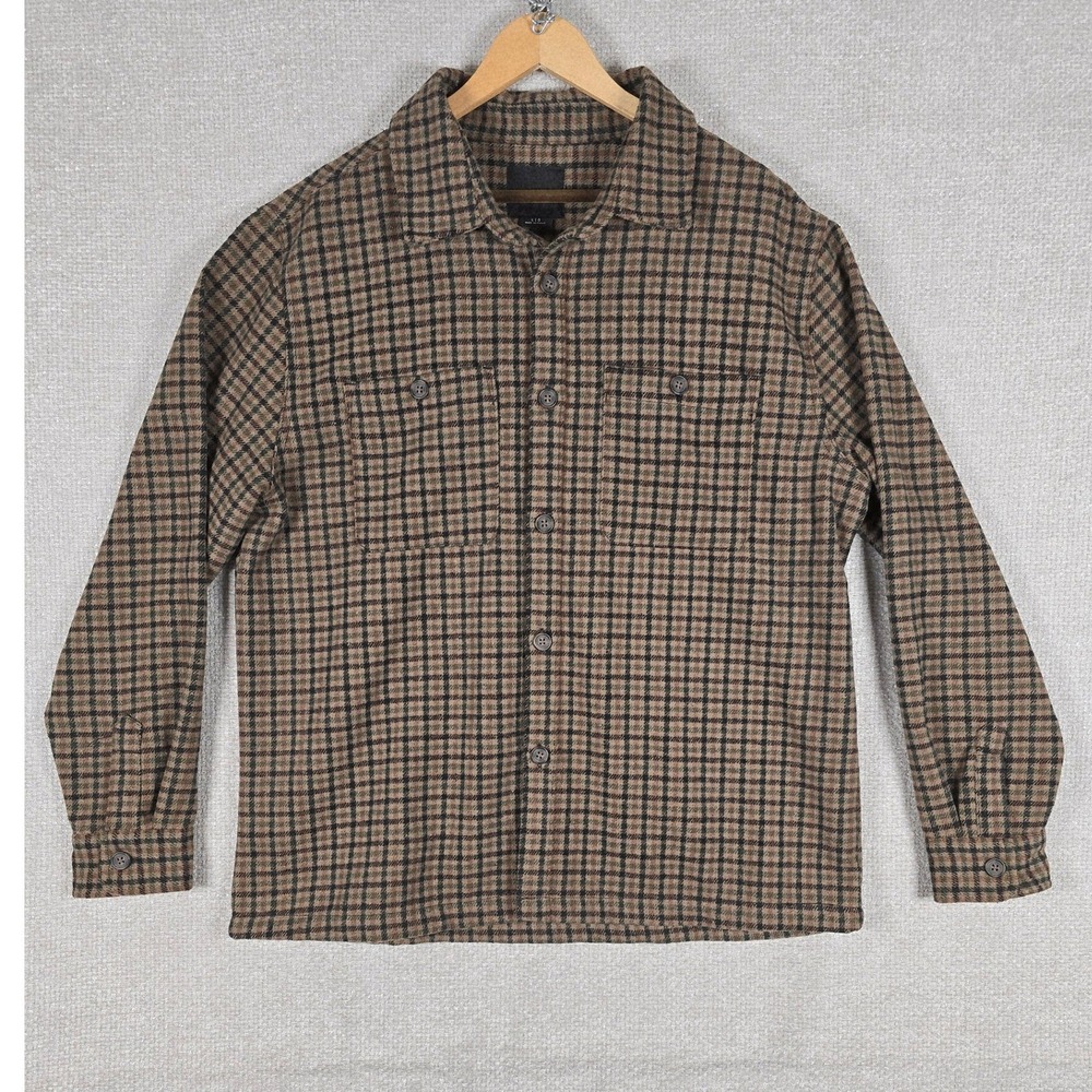 Cotton On Shacket Jacket Mens Size Large‎ Brown Plaid Flannel Button Up